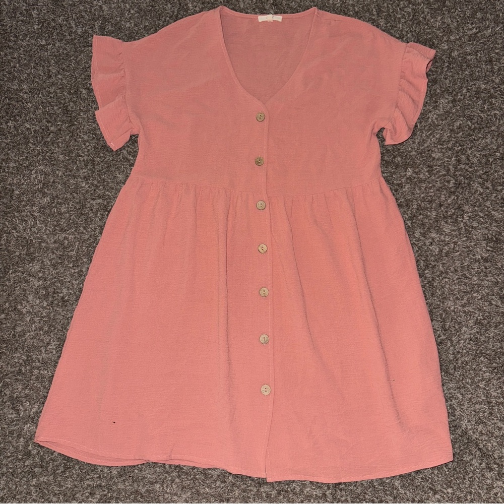 Pink Ruffle Sleeve  Dress